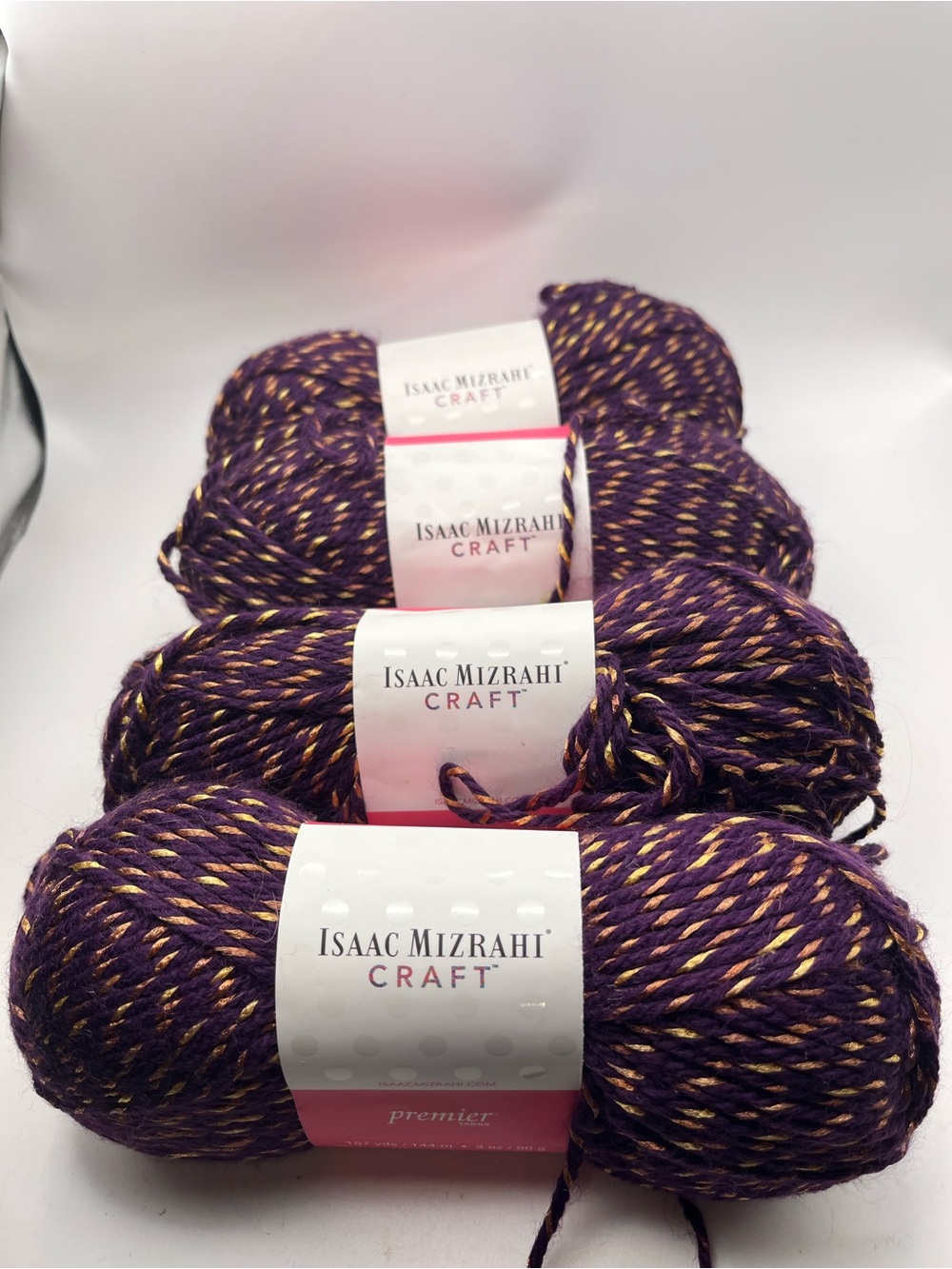 Isaac Mizrahi Craft Purple and Gold Twisted Yarn 4 Skeins